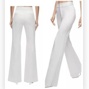 NWT Alice + Olivia Deanna High Waisted Off White Satin Bootcut Pant $350